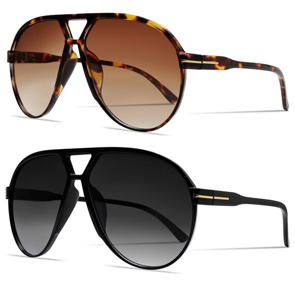 Retro Aviator Sunglasses Oversized Classic Vintage Trendy Square Frames